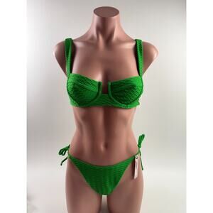 Victoria's Secret Swim Halter Bikini Top & Cheeky Green Bottom Set  Size S
